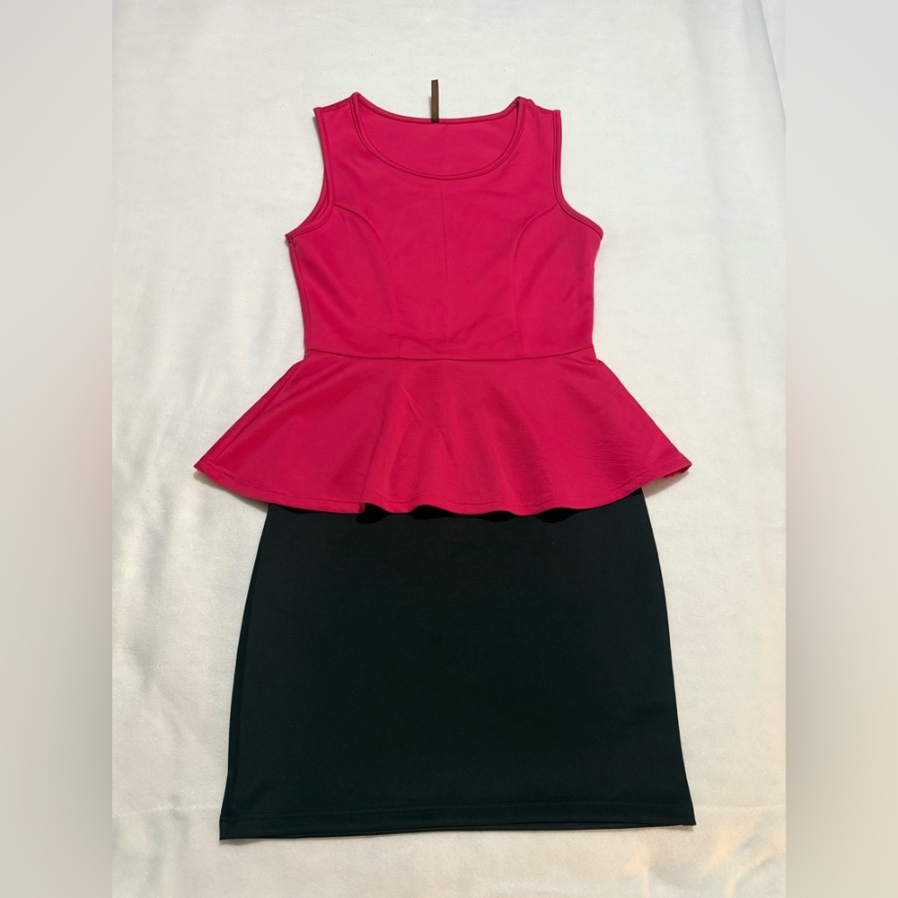 Pink & Black Sleeveless Pencil Dress
